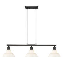 Golden 0305-LP BLK-VMG - Yep by Golden Lighting Carver 3-light Island Light in Matte Black and Vintage Milk Glass